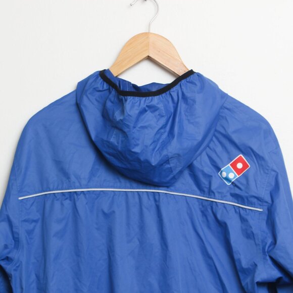 Domino's Pizza Rain Jacket Mens Large Blue Waterproof Full Zip w/ Hood - Picture 4 of 6